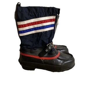 Mens Vtg TRAX Steel Shank Winter Snowmobile Snow Boots Navy Size 6. Wool Liner‎